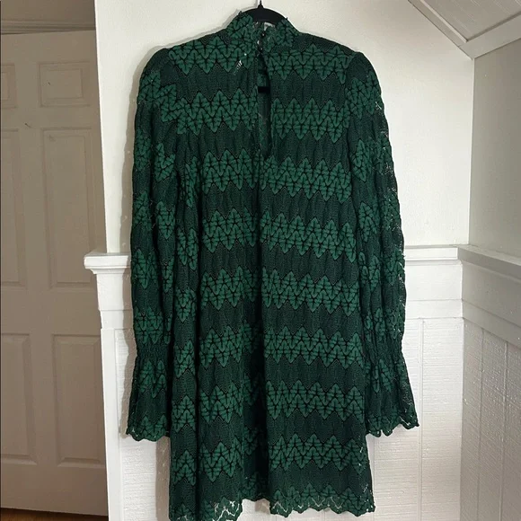 Free People Simone Mock Neck Lace Dress, dark green, women’s size XS - Picture 5 of 11